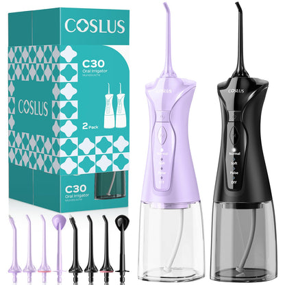 COSLUS C30 Water Dental Flosser, Upgraded DIY Mode, Black, 1Pcs