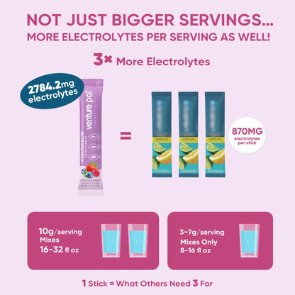Venture Pal Sugar Free Electrolyte Powder, Liquid Daily IV Hydration Packet | 7 Electrolytes & 5 Vitamins Instantly Hydration, Electrolyte Dink Mix for Sports & Recovery, Vegan, Keto-Friendly, 16 Sticks
