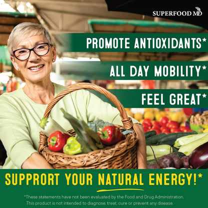 Superfood Fruit and Veggie Supplement - 360 Whole Super Fruit and Vegetable Supplements & Vitamin with Beta-Carotene, Soy Free- 180 Count (Pack of 2)