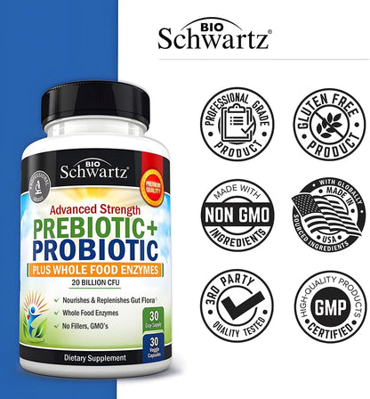 Advanced Prebiotics & Probiotics for Women & Men, 30 Capsules