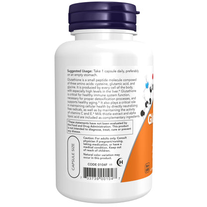 NOW Foods Supplements, Glutathione 500 mg, With Milk Thistle Extract & Alpha Lipoic Acid, Free Radical Neutralizer*, 60 Veg Capsules