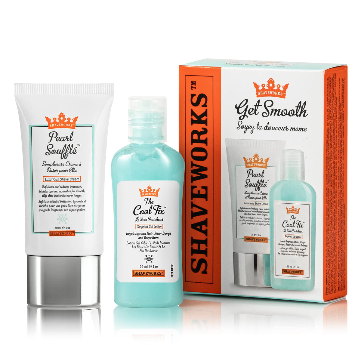 Shaveworks Get Smooth Duo, Post Waxing and Shaving Solution for Ingrown Hair, Razor 