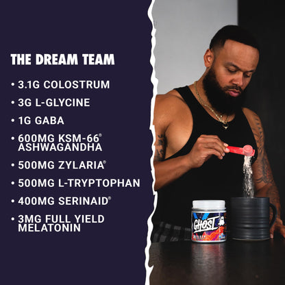 GHOST Sleep Dietary Supplement, Apple Pie - Recovery & Rest with Premium Ingredients Including Melatonin, Colostrum & Ashwagandha - Supports Sleep Quality - Gluten-Free & Sugar-Free