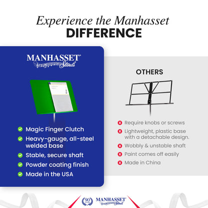 Manhasset Music Stand for Sheet Music - 48 Symphony Model - Long Lasting, Durable Manhasset Stand - Adjustable Height - 26" to 48" - Made in the USA