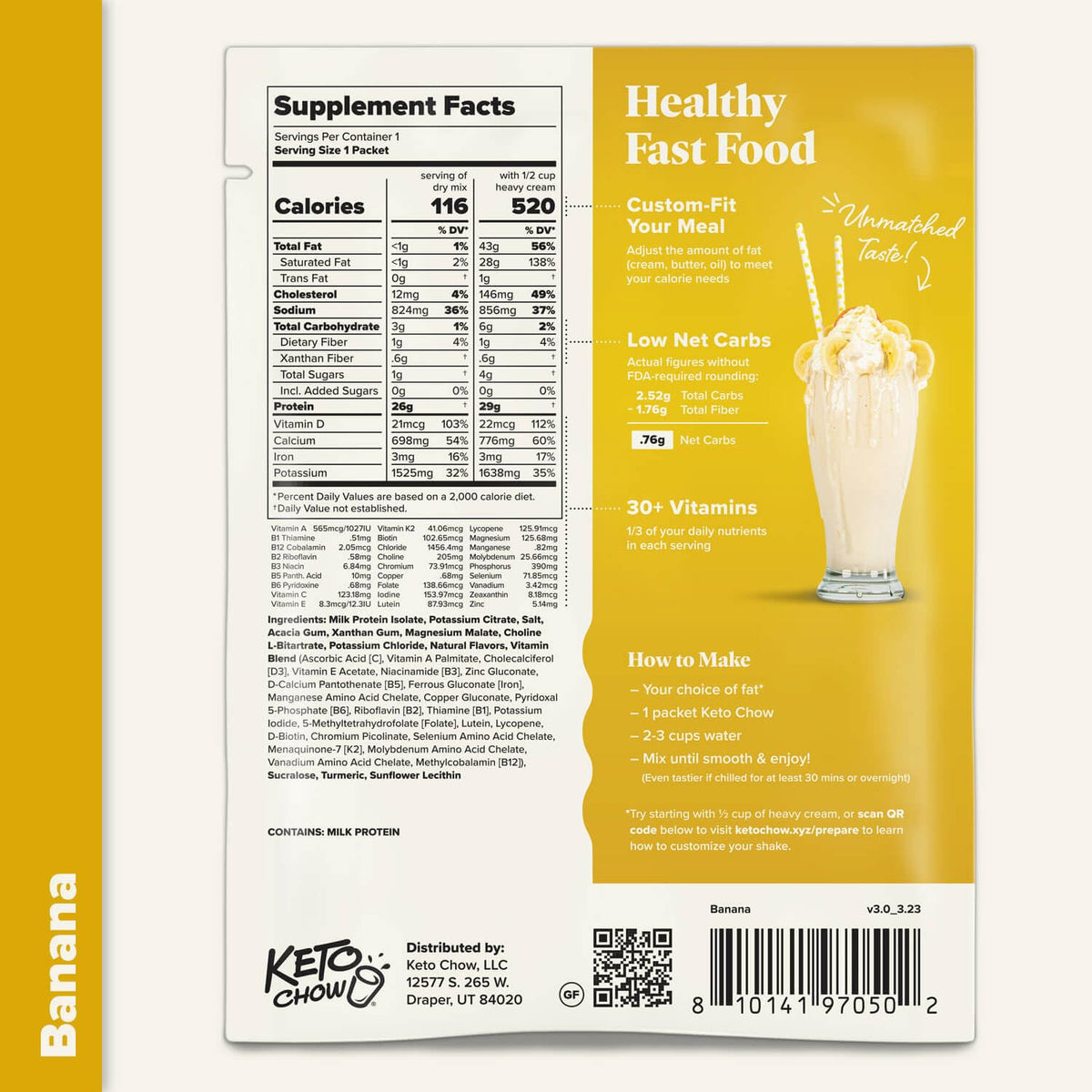 Keto Chow Chocolate Meal Replacement Shake Powder, 21 Meals