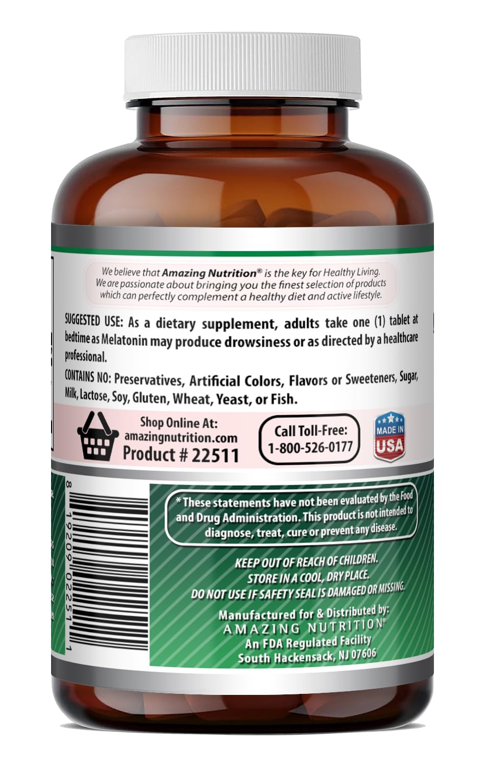 Amazing Formulas Melatonin 10 Mg Supplement | Tablets | Non-GMO | Gluten-Free | Made in USA (1 Pack | 120 Count)