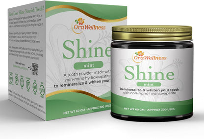 OraWellness Shine Remineralizing Tooth Powder with Hydroxyapatite, Mint