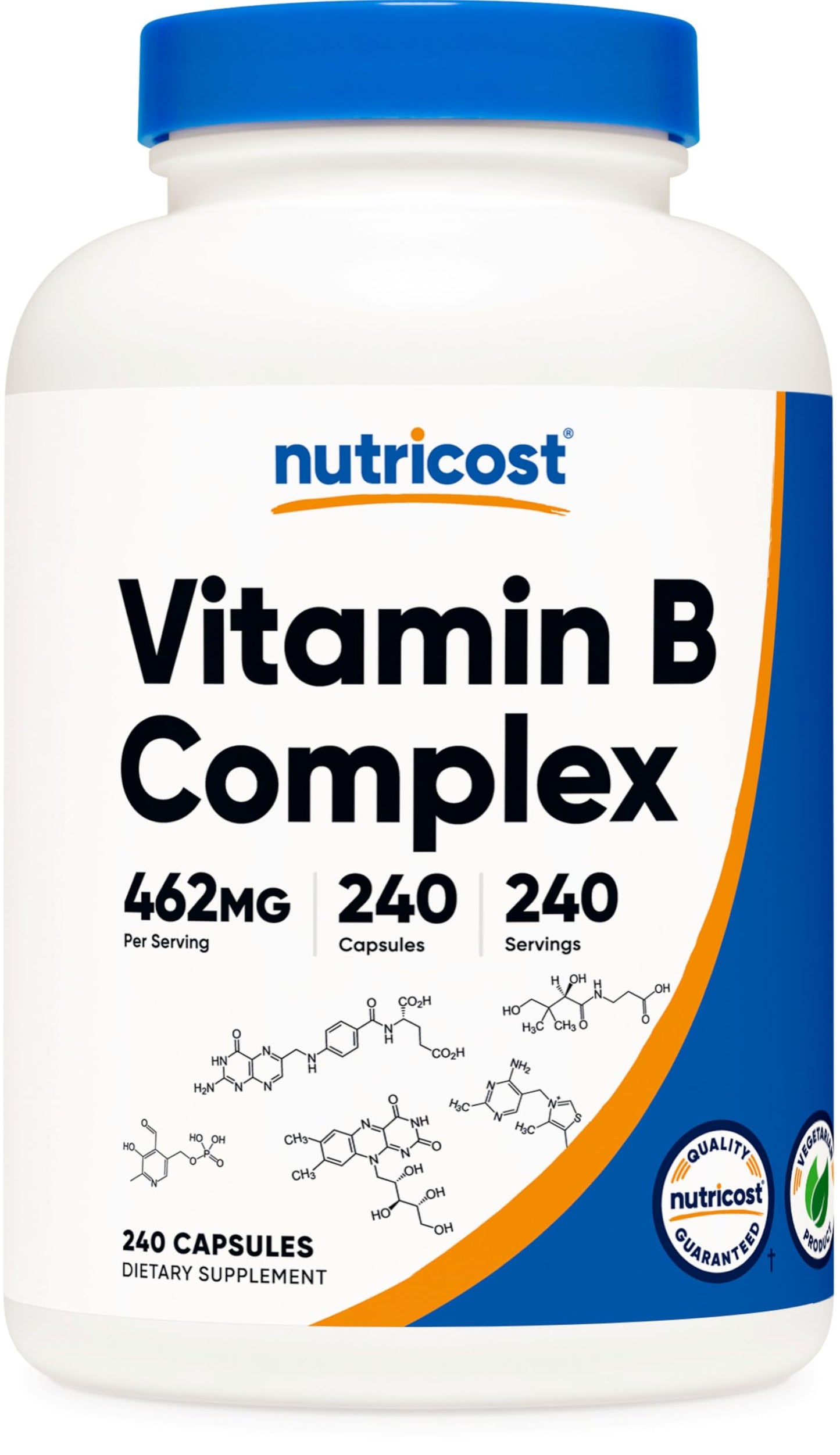 Nutricost High Potency Vitamin B Complex 462mg, 120 Capsules - with Vitamin C - Energy Complex