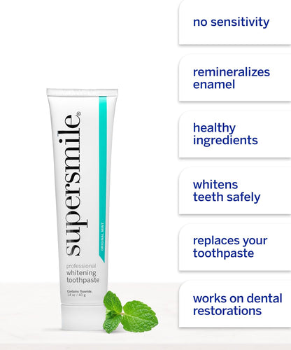Supersmile Original Mint Whitening Toothpaste, 1.4 Oz, TSA Travel