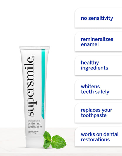 Supersmile Original Mint Whitening Toothpaste, 1.4 Oz, TSA Travel