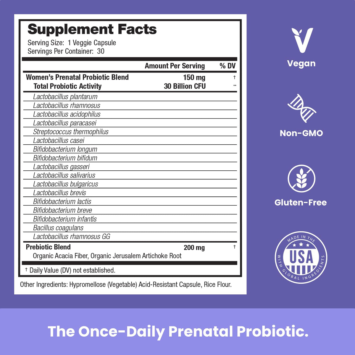 Prenatal Probiotics for Women | 30 Billion CFU, 17 Strains + Organic Prebiotics