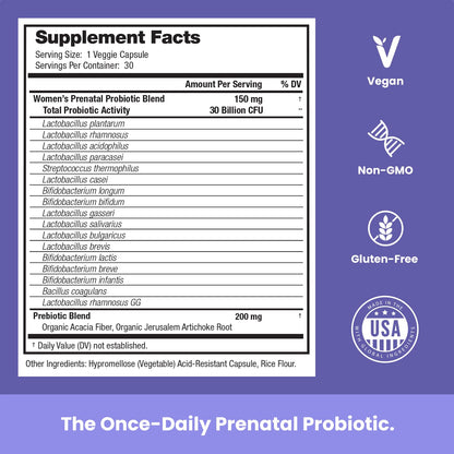 Prenatal Probiotics for Women | 30 Billion CFU, 17 Strains + Organic Prebiotics