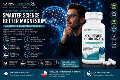 Magnesium L-Threonate Plant-Based 3 in 1 Powered by Magbrain® Magnesium L-Threonate Plant-Based | Magnesium Bisglycinate & Magnesium Malate | Up to 420 mg Elemental Magnesium | 150 Vegan Capsules.