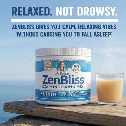 Zenbliss Calming Magnesium Drink Mix for Relaxation & Muscle Comfort – Magnesium Powder Supplement for Stress Support – By Dr. Danielle