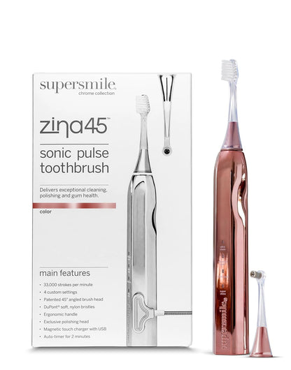 Supersmile Zina45 Sonic Pulse Toothbrush, Rose Gold, Rechargeable