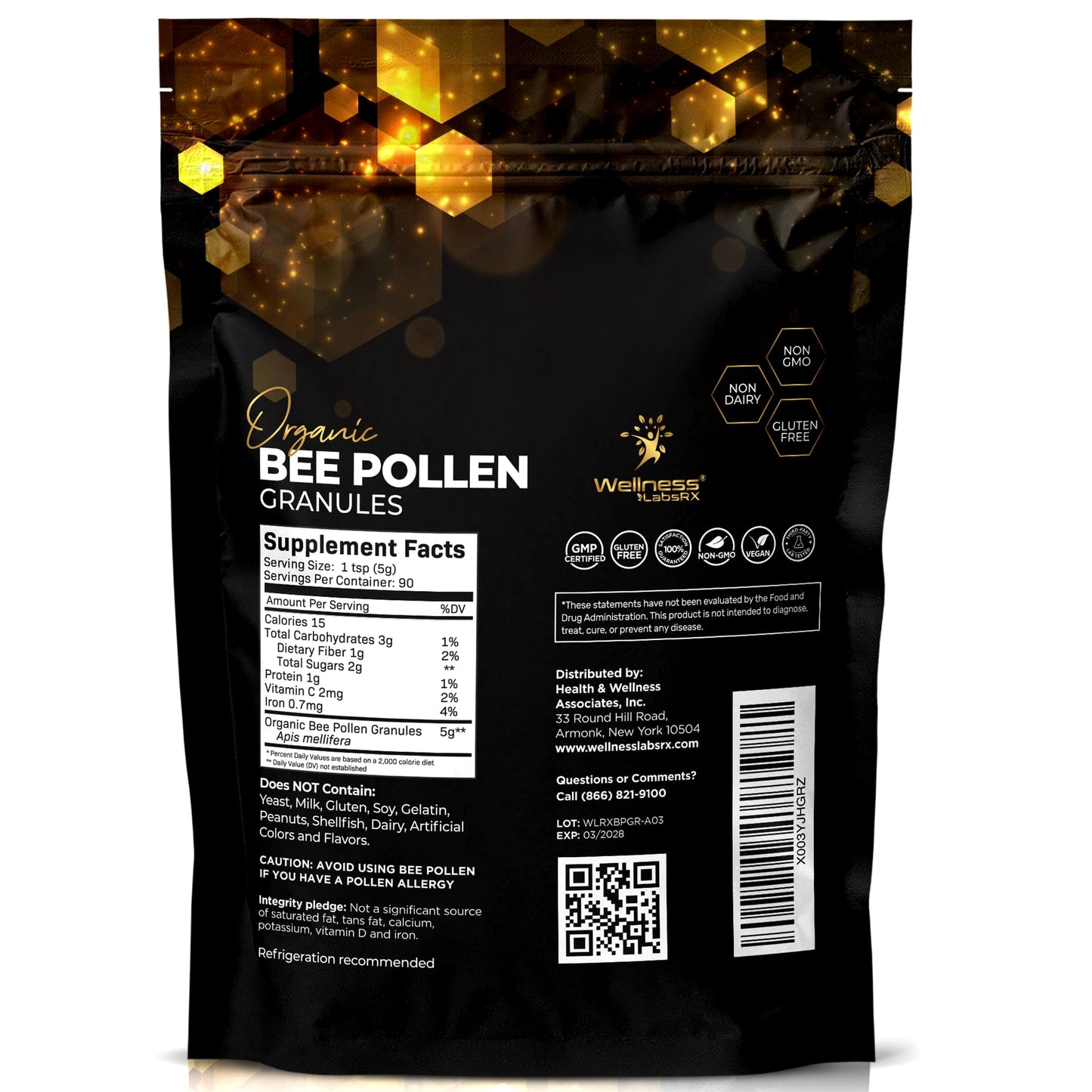 Bee Pollen Granules Third-Party Tested, 1 Lbs. - Bee Pollen for Women, Keto-Friendly Super Food Supplement Packed with Proteins, Vitamins & Minerals - Immune Support, Energy Boost, Digestive Wellness