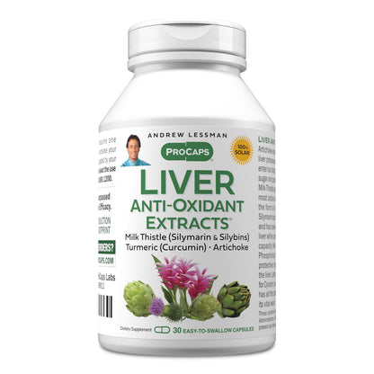 Andrew Lessman Liver Anti-Oxidant Extracts 60 Capsules | Milk Thistle & Curcumin phospholipid complexes for enhanced absorption. Includes Artichoke & B Vitamins.