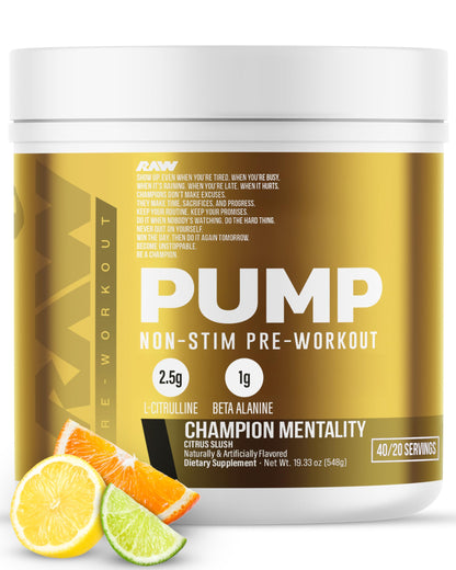 RAW Pump Stim Free Pre Workout (Watermelon) - Non-Stimulant Pre Workout Supplement Powder Nitric Oxide Booster - Pre Workout Supplements Drink for During Workout - 40 Servings