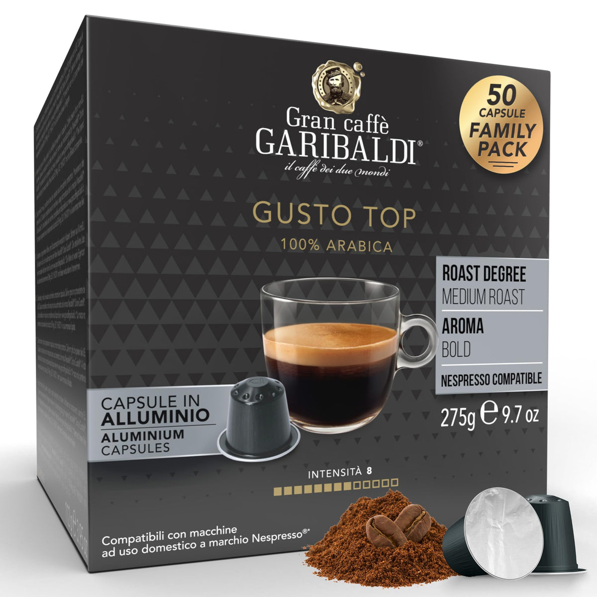 Gran Caffè Garibaldi Espresso Pods, Decaffeinato, 50Count