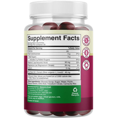 Flow Boosting Beet Root Gummies - Invigorating Beet Gummies for Adults Nitric Oxide Energy & Heart Health Support with Grapeseed Pomegranate & Vitamin B12 - Vegan Non-GMO & Gluten Free - 60 Count
