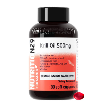 N29 Antarctic Krill Oil 500mg,60 softgels,Omega 3 Supplements with EPA,DHA | Astaxanthin,Phospholipid for Heart Brain Joint Skin Support,No Fishy Burps,Non-GMO, Gluten-Free