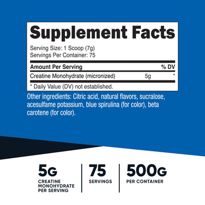 Nutricost Creatine Monohydrate Micronized Powder 500G, 5000mg Per Serv (5g) - 100 Servings, 17.9 Oz