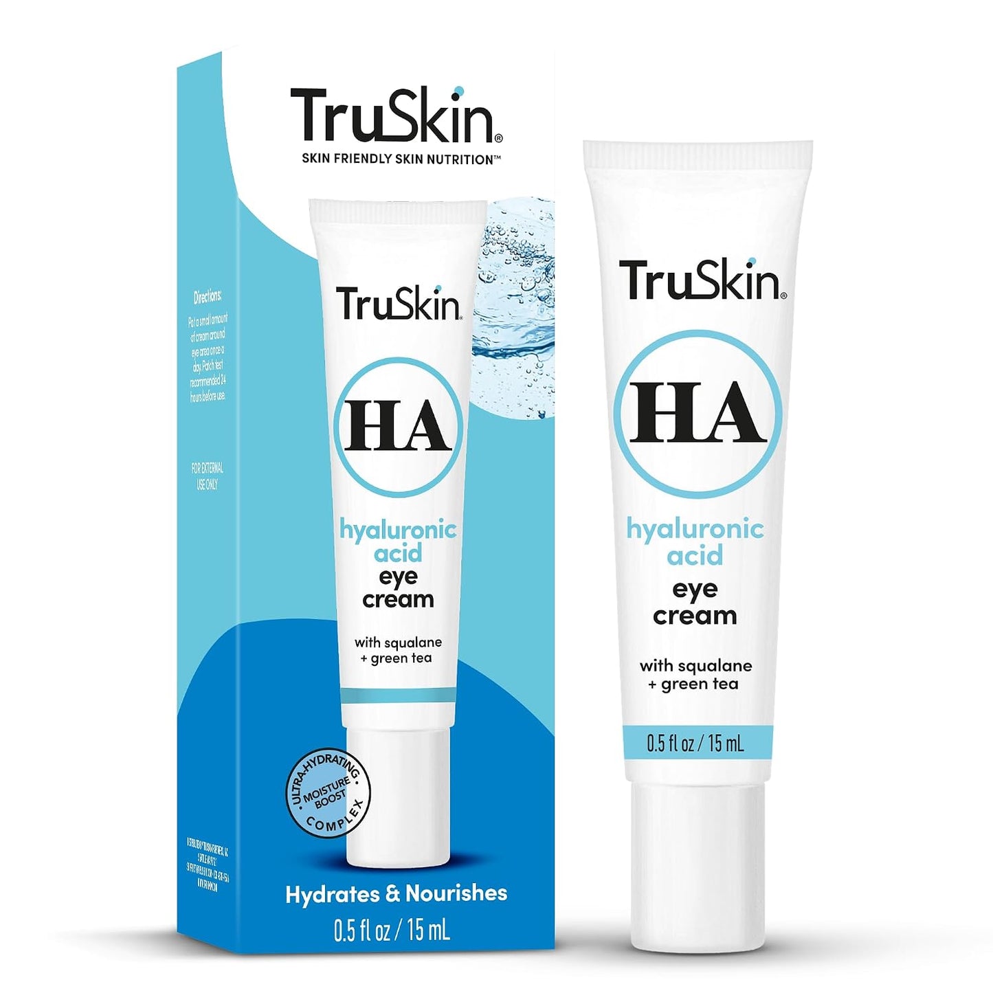 TruSkin Hydrating Eye Cream for Dark Circles & Puffiness, 0.5 fl oz | With Hyaluronic Acid, Squalane and Green Tea to hydrate, brighten and visibly smooth the under eye area