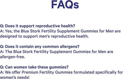 Blue Stork Fertility Supplement Gummies for Men, 90 Count | Male Prenatal Vitamins, Conception Support, Reproductive Health, Hormonal Balance & Motility