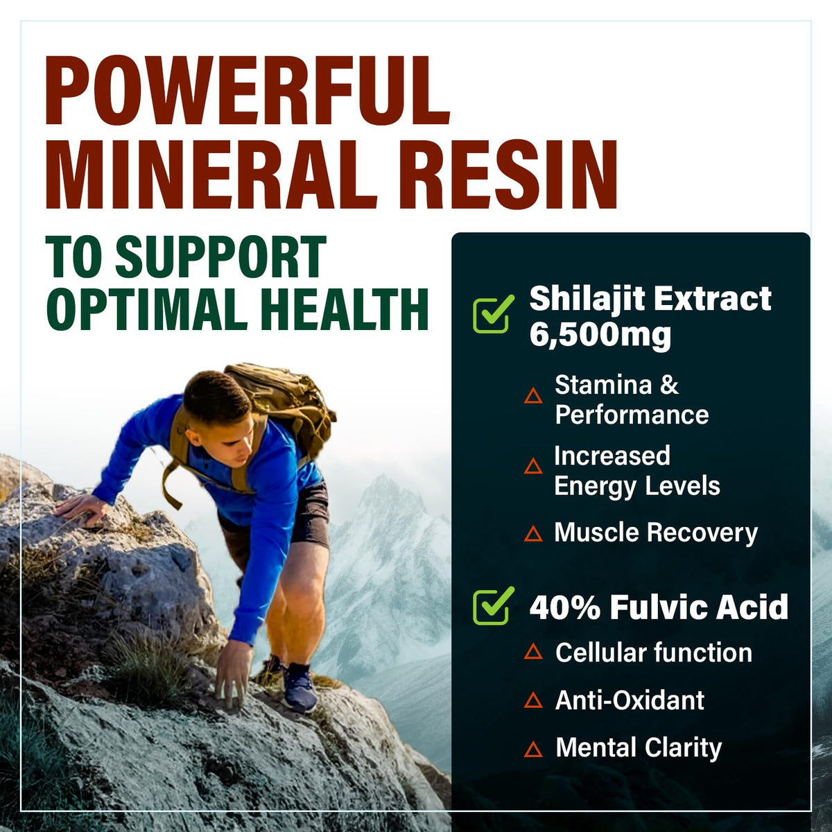 6,500mg Shilajit Supplement with 40% Fulvic Acid (High Absorption) | Authentic Himalayan