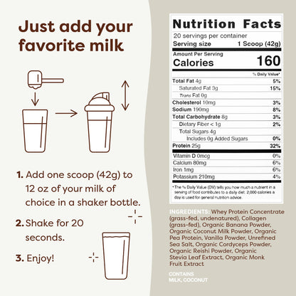 FlavCity Protein Powder Smoothie, Vanilla - 100% Grass-Fed Whey Protein