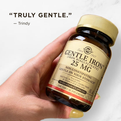 Solgar Gentle Iron, 180 Vegetable Capsules - Ideal for Sensitive Stomachs - Non-Constipating - Red Blood Cell Supplement - Non GMO, Vegan, Gluten-Free, Dairy Free, Kosher - 180 Servings