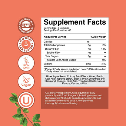 Sugar Free Fiber Gummies for Adults - High Fiber Supplement Gummies Vitamins for Adults