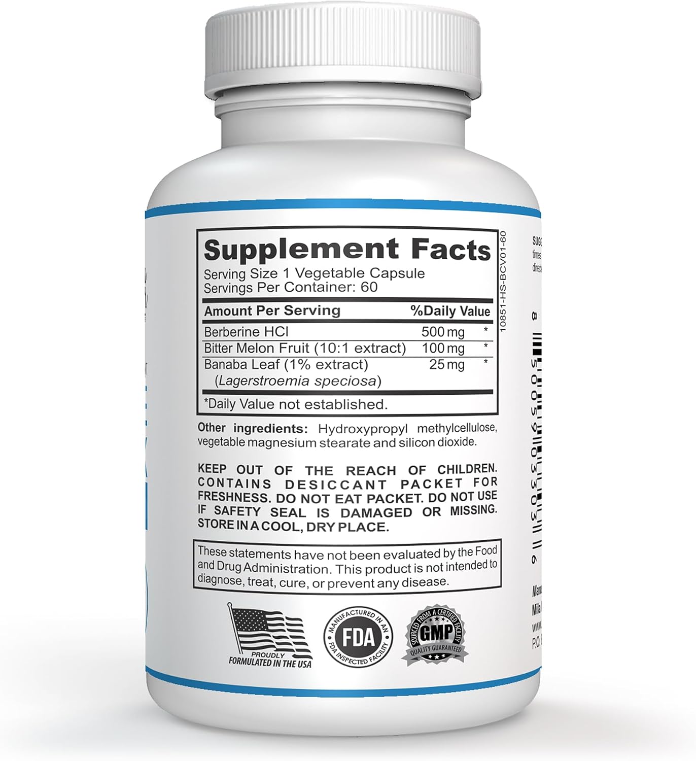 Berberine Complex HCL 500mg - Special Berberine Supplement with Melon Fruit & Banaba Leaf - Non-GMO, Made in USA - Heart, Cognitive & Gastrointestinal Health - 60 Capsules