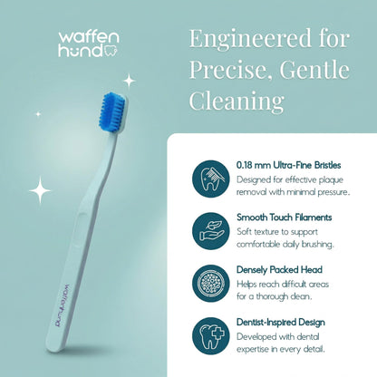 Toothbrush - Premium Soft Toothbrush with 0.18mm Ultra fine bristles. High Density Small Head Toothbrush for Daily Plaque Removal, Gentle Cleaning & Ergonomic Grip (Purple+Green)