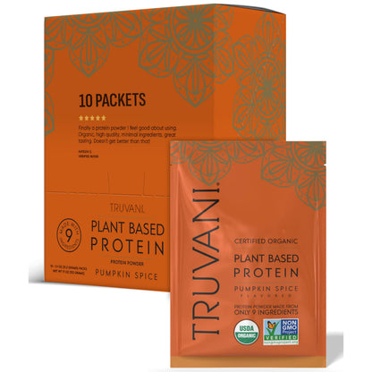 Truvani Organic Plant Based Protein Powder | Strawberry | 10 Servings | Vegan | 20g Pea Protein | Single Serving Travel Packets | Keto | Gluten & Dairy Free | Low Carb