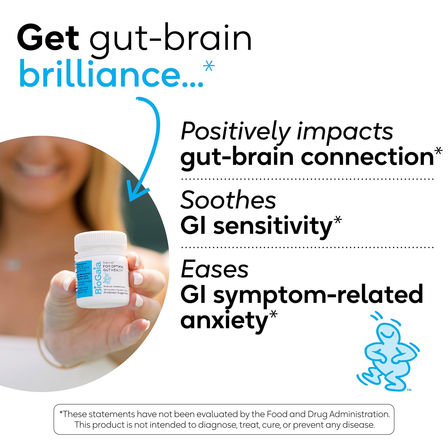 BioGaia Gastrus L reuteri Probiotic | 35 Years of Clinical Gut Research | L reuteri 6475 + 17938 Probiotics | Ease Gut Discomfort, Gas & Bloating | Promotes a Healthy Gut & Microbiome | 30 Chewables