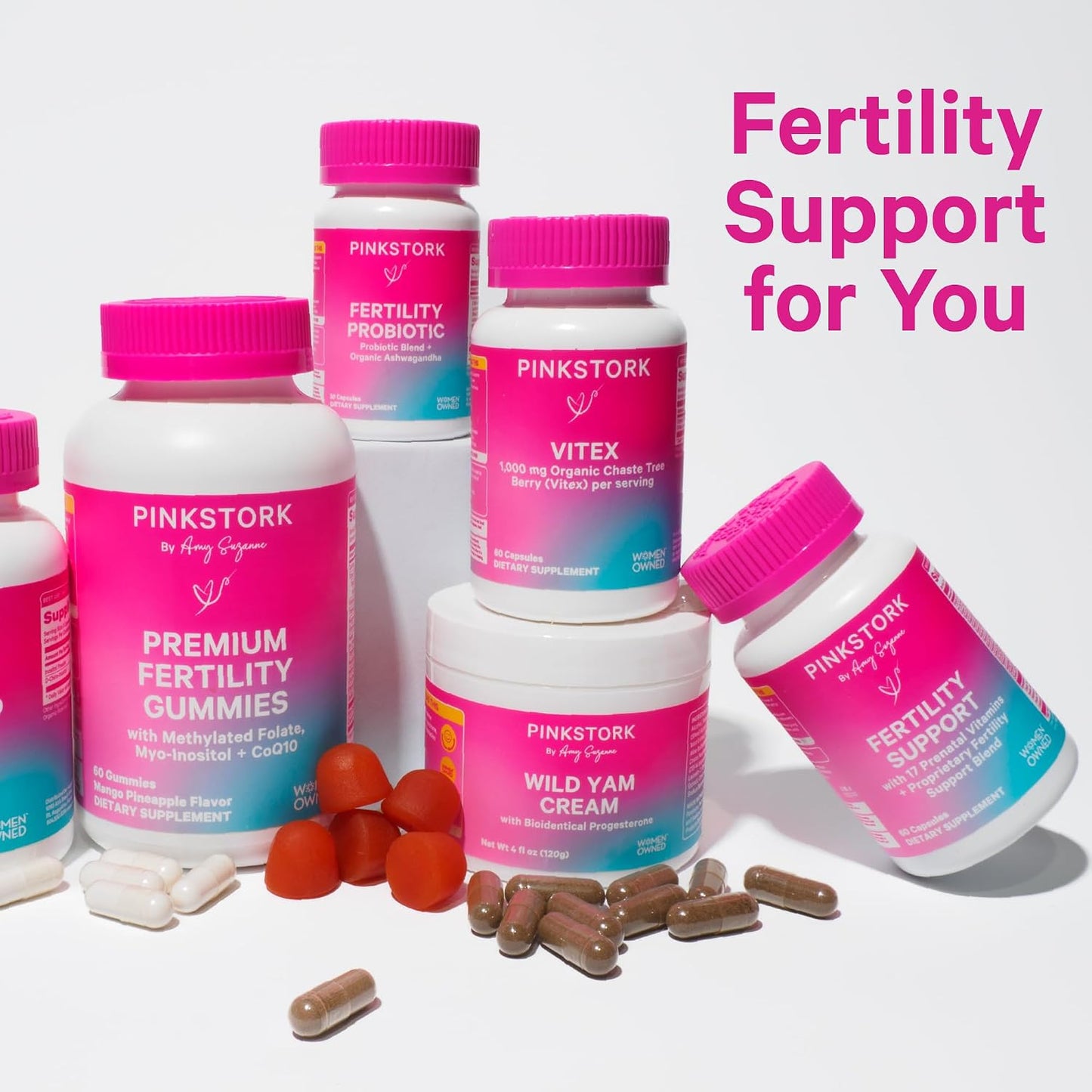 Pink Stork Fertility Support Probiotics for Women with Ashwagandha for Vaginal Health, Conception, pH Balance, Hormone Balance, and Gut Flora, Fertility Supplements for Women, 30 Capsules