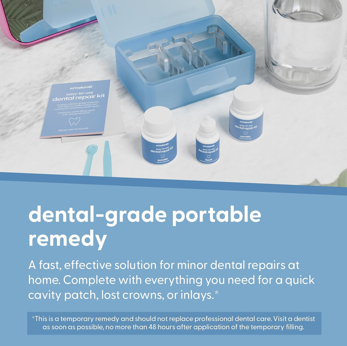 Dental Repair Kit for Lost Crowns, Fillings & Cavities w/Travel Case by M3