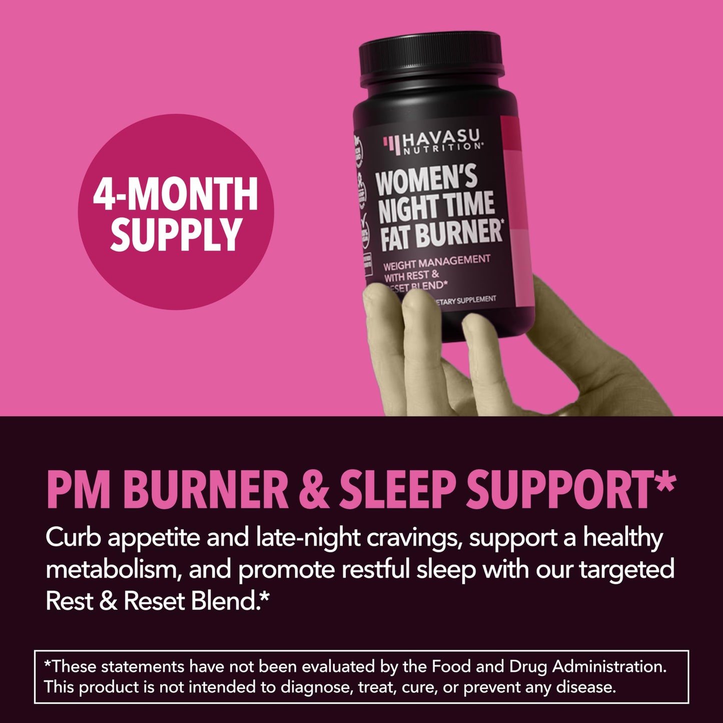 Night Time Fat Burner for Women, Belly Fat & Weight Loss Support, 60 Count | Appetite Suppressant and Overnight Metabolism Booster with Melatonin for Women, Vegan, Gluten Free, 60 Servings