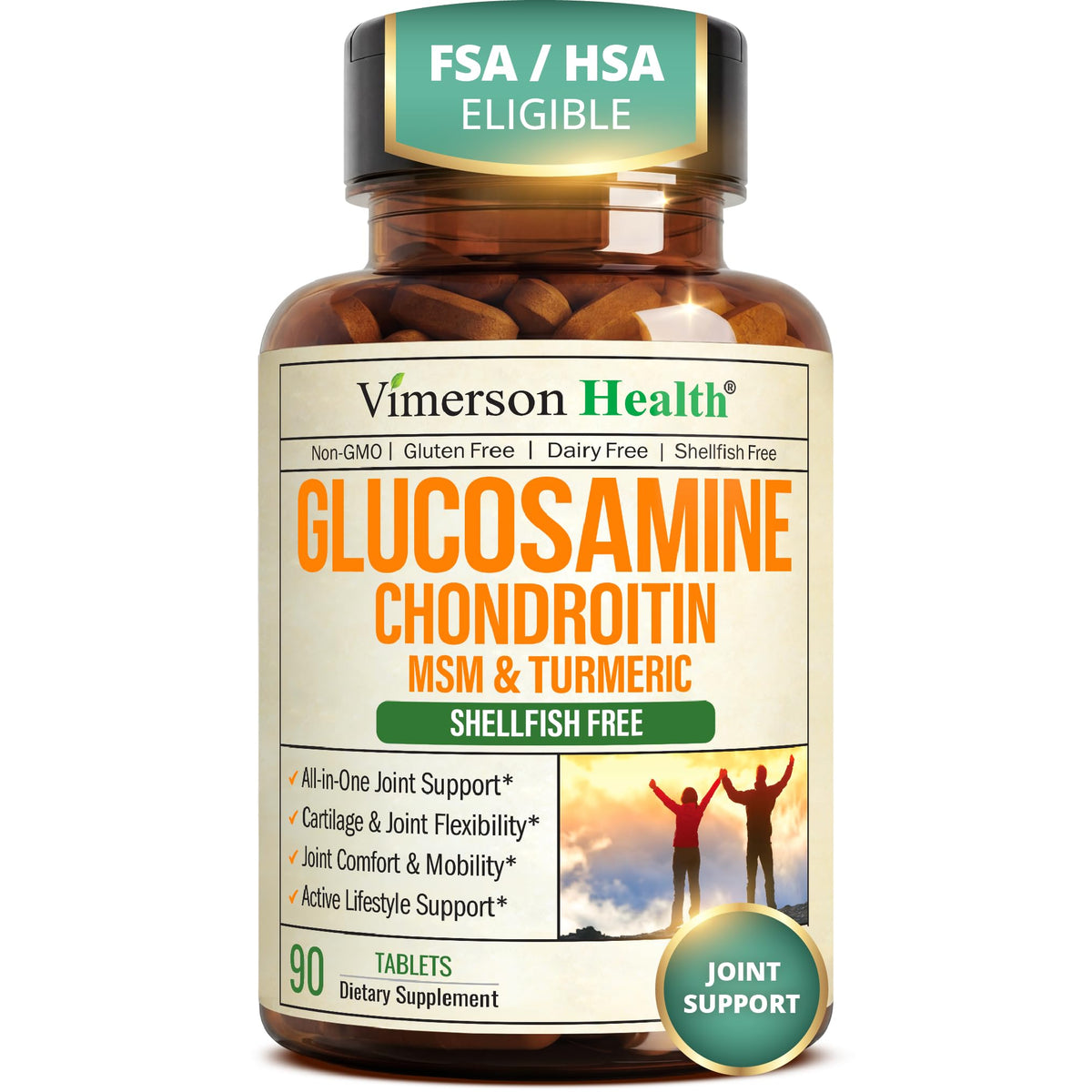 Glucosamine Chondroitin MSM Joint Support Supplement for Women & Men 90 Ct