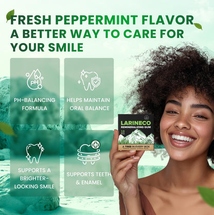 Larineco Remineralizing Gum with Nano Hydroxyapatite & Xylitol – Sugar-Free Xylitol Gum – Plastic-Free, Dye-Free, Aspartame-Free – Natural Base – 36 Pieces, Mastic Mint