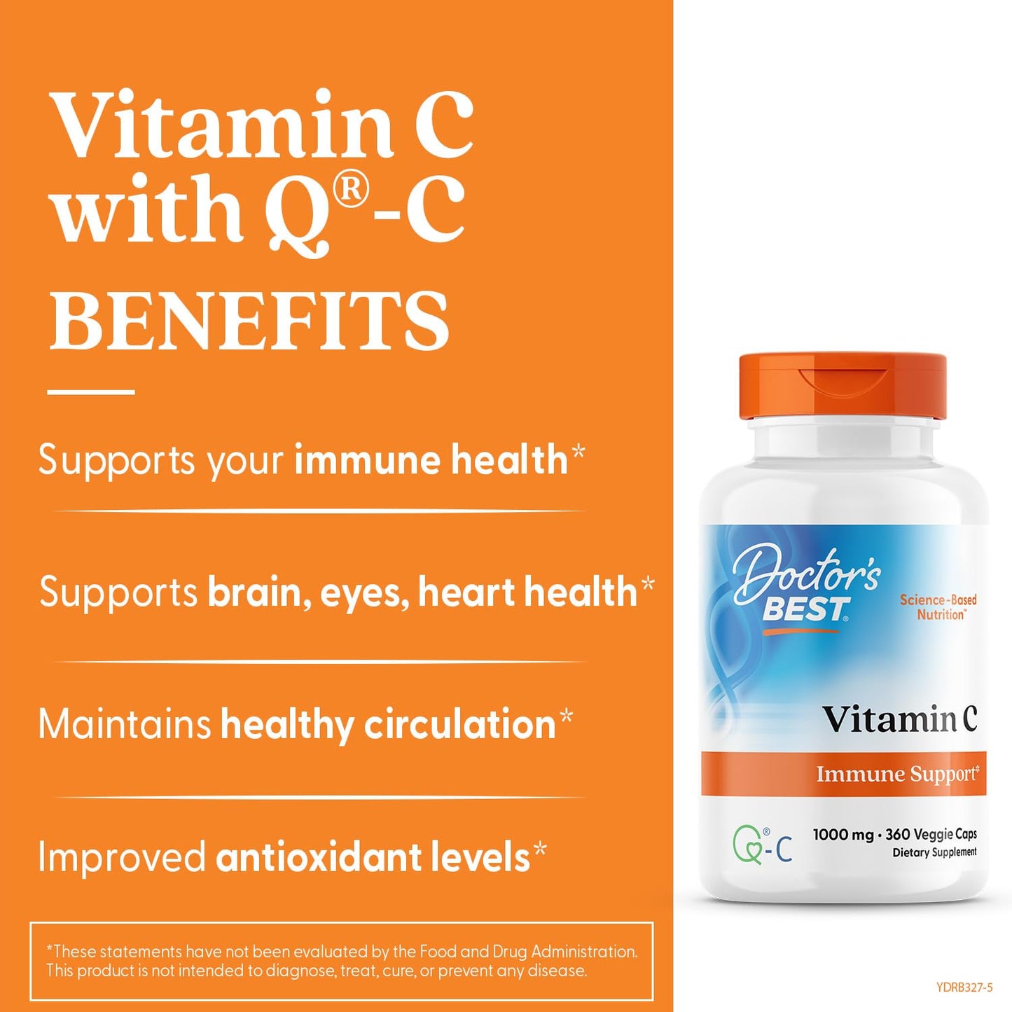Doctor's Best Vitamin C 1000mg Supplement for Men & Women - Vegan Vitamin C Capsules as Q-C Ascorbic Acid, Immune Health Support for Adults, Non GMO, Gluten Free, Soy Free - 120 Veg Caps