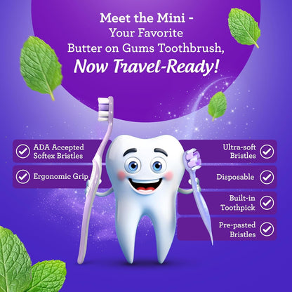 GuruNanda Disposable Travel Toothbrush 1.0, Fluoride Free Toothpaste, 70 ct