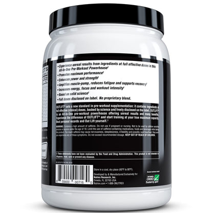 Nutrex Outlift Clinically Dosed Pre Workout Powder with Creatine, 8G Citrulline, BCAA