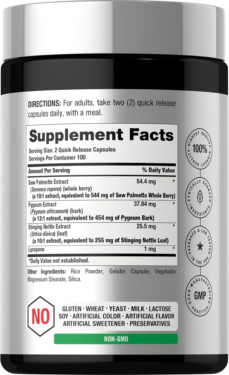 Horbaach Prostate Supplement for Men | 200 Capsules | Advanced Complex with Saw Palmetto, Pygeum, Stinging Nettle | Non-GMO and Gluten Free