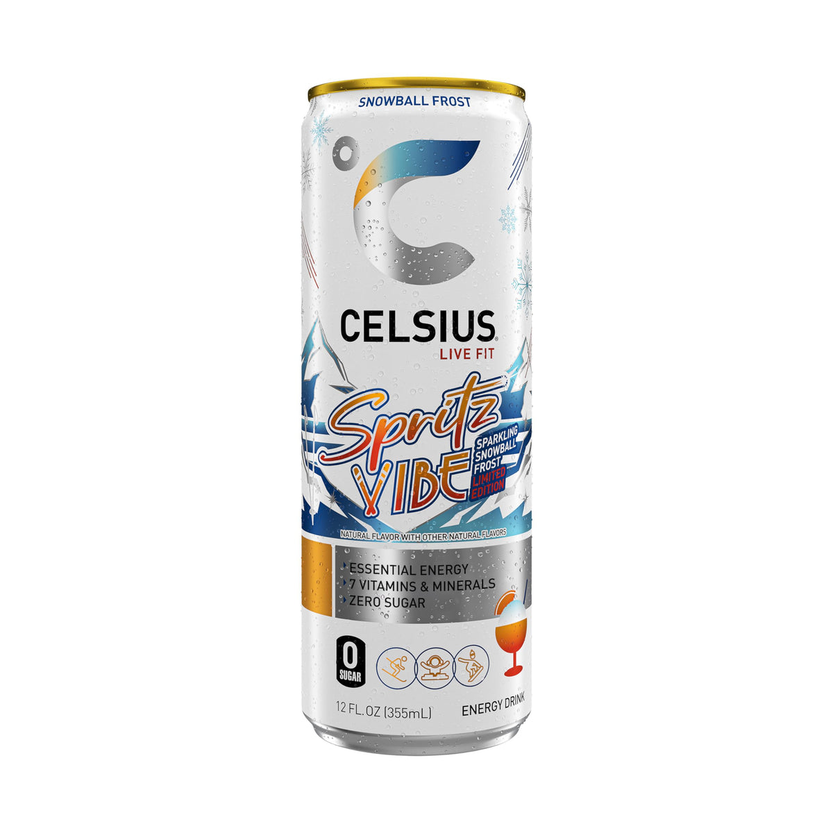 CELSIUS RETRO VIBE Sparkling Sherbet Slush, Sugar Free Energy Drink, 12 Fl Oz (Pack of 12)