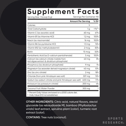 Sports Research® Hydrate Electrolytes Powder Packets - Sugar-Free & Naturally Flavored with Vitamins, Minerals, and Coconut Water - Supports Hydration - 16 Packets - Variety Pack | Sugar-Free