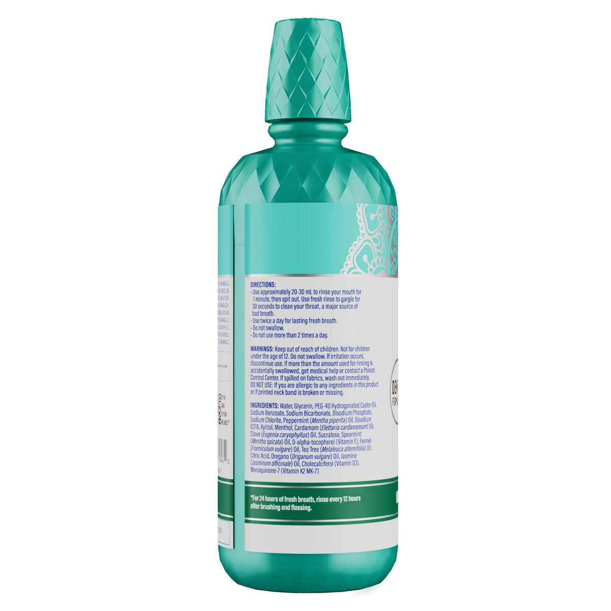 GuruNanda Fresh Breath Mouthwash – 12-Hour Fresh Breath & Helps Fight Bad Breath – ADA Accepted, Alcohol & Fluoride-Free Oral Rinse, Wild Mint - 16 oz, Pack of 2