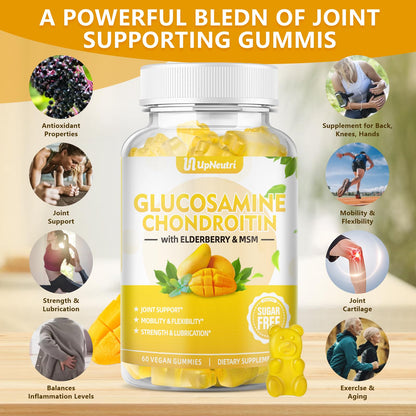 Sugar Free Glucosamine Chondroitin Gummies, Extra Strength 1500mg Glucosamine