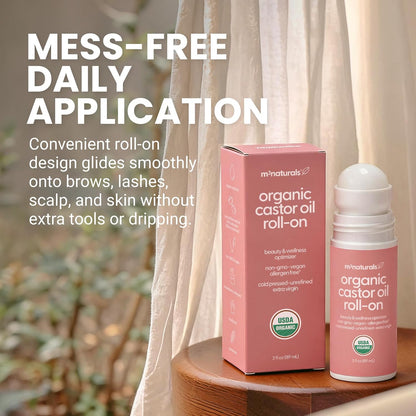 Organic Castor Oil Roll On - Extra Virgin, Unrefined & Hexane-free (3oz)